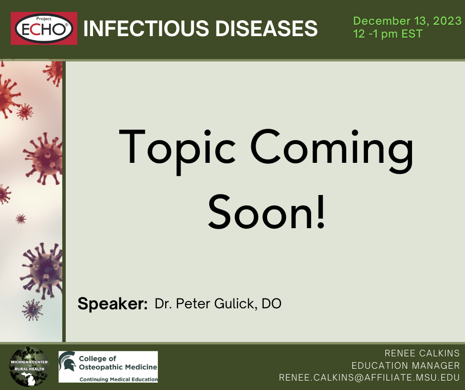December 13th infectious disease echo flyer, topic coming soon