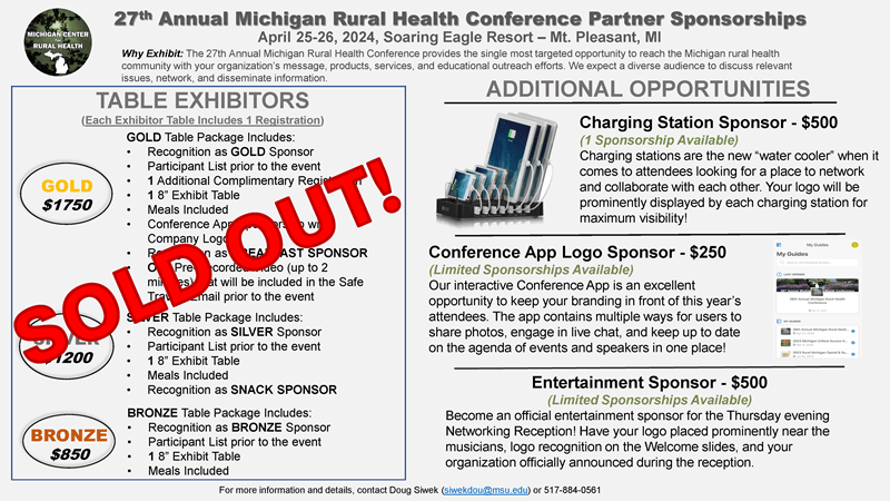 updated rural health conference prospectus with exhibit tables sold out